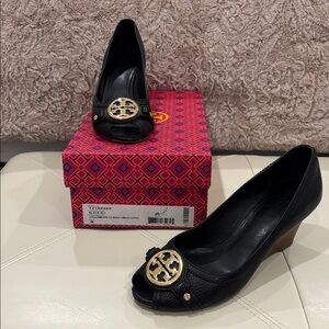 Tory Burch Black Wedge Shoes